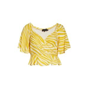 ✨2/$20 11 HONORÉ Fatima Zebra Stripe Cotton Peplum Top Yellow 11 HONORE 12W 12